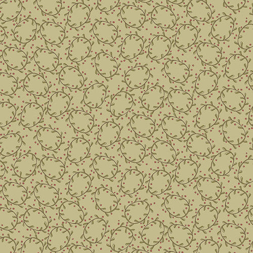 Henry Glass Fabric 3218-60 LT GREEN, from Down Tinsel Lane Collection by Anni Downs