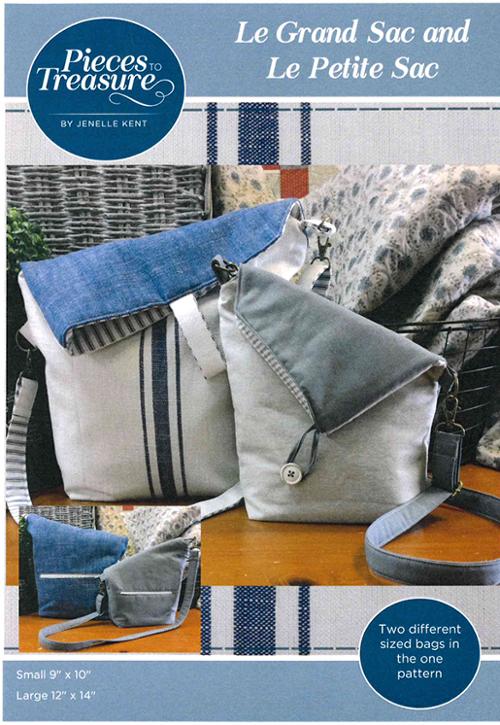 Pattern LE GRAND SAC AND LEPETITE SAC by Jenelle Kent for Pieces to Treasure, using Moda Toweling, PTT-173