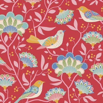 Fabric BIRD TREE RED by TILDA, JUBILEE Collection, TIL100544