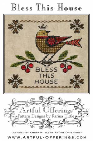 Cross-Stitch Sampler Pattern BLESS THIS HOUSE # XS23194 by Artful Offerings