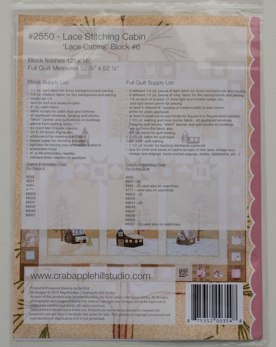 COSMO Embroidery Floss Pack from Lecien, Japan, for the Pattern of