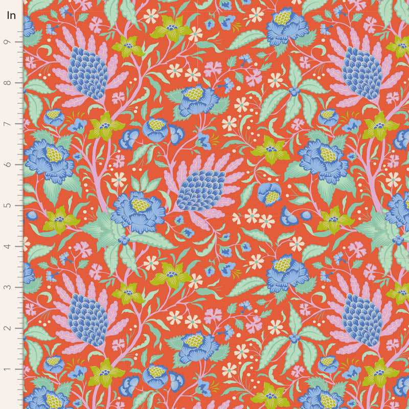Tilda Fabric FLOWERTANGLE PERSIMMON from Bloomsville Collection, TIL100505