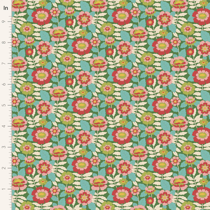 Fabric WALLFLOWER, BEVERLY GREEN by TILDA, TIL100609