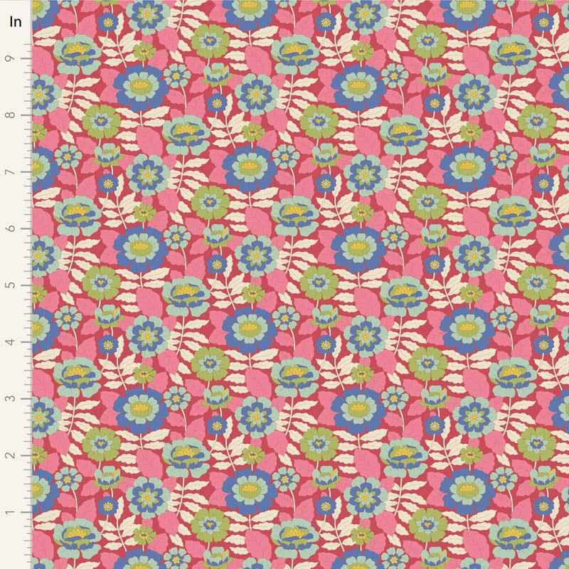 Fabric WALLFLOWER, BEVERLY PINK by TILDA, TIL100610