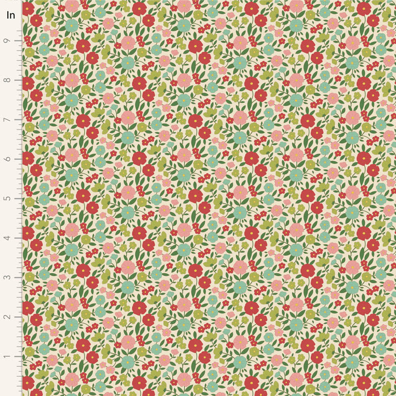 Fabric WALLFLOWER, JANICE BLUE by TILDA, TIL100613