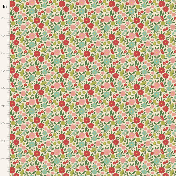 Fabric WALLFLOWER, JANICE BLUE by TILDA, TIL100613