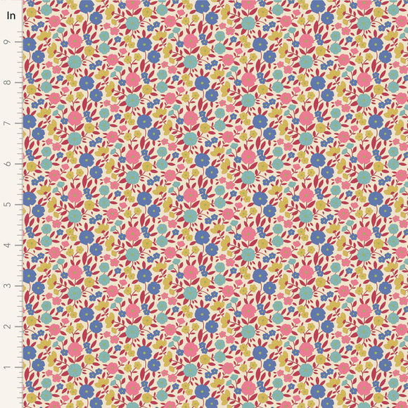 Fabric WALLFLOWER, JANICE RED by TILDA, TIL100614