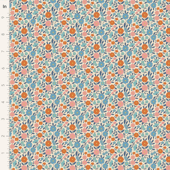 Fabric WALLFLOWER, JANICE BLUE by TILDA, TIL100615