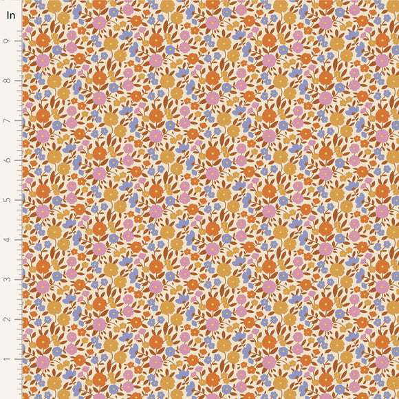 Fabric WALLFLOWER, JANICE CARAMEL by TILDA, TIL100616