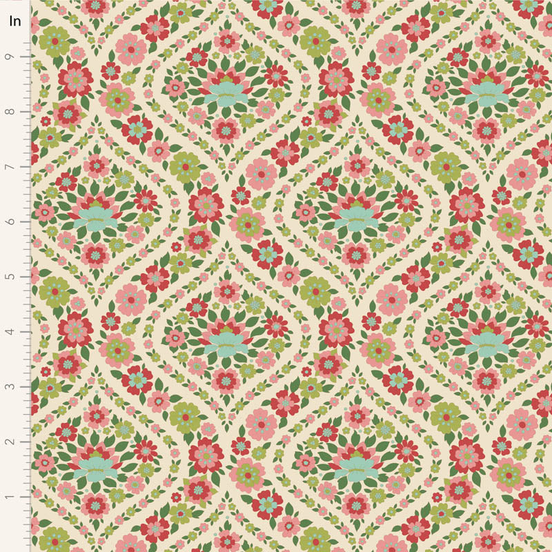 Fabric WALLFLOWER, BIANCA GREEN by TILDA, TIL100617