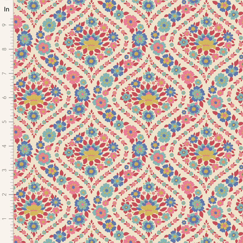 Fabric WALLFLOWER, BIANCA RED by TILDA, TIL100618