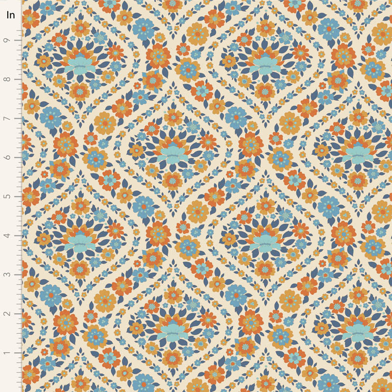 Fabric WALLFLOWER, BIANCA BLUE by TILDA, TIL100619