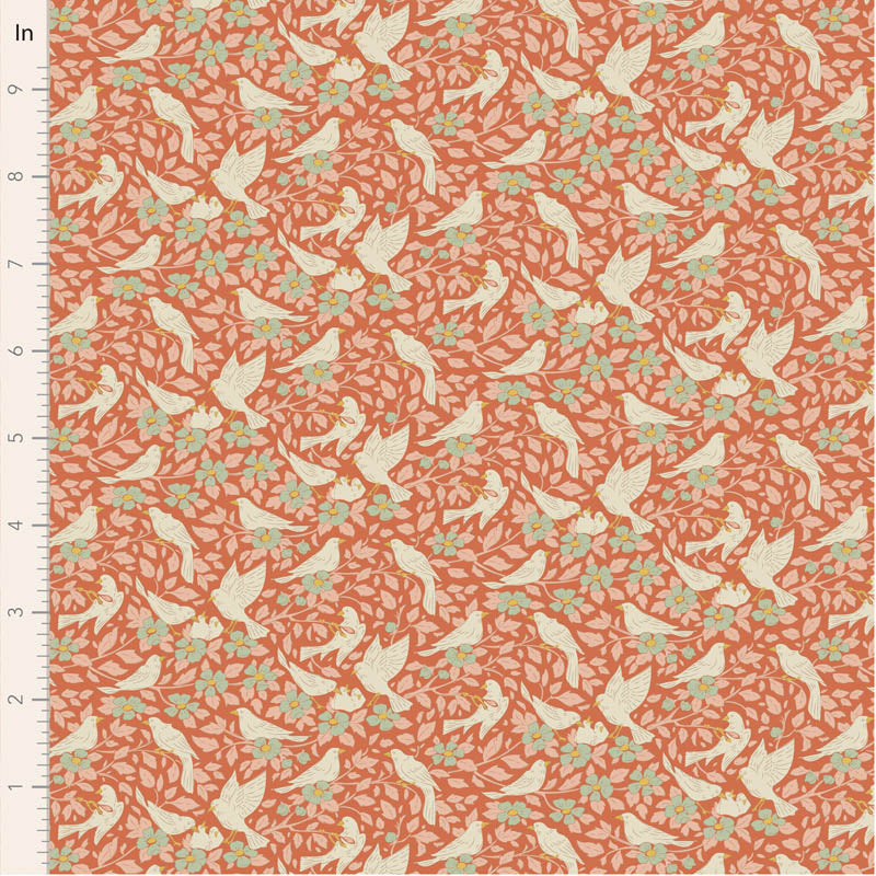 PREORDER! Fabric AVA CORAL from SONGBIRD Collection by TILDA, TIL100644