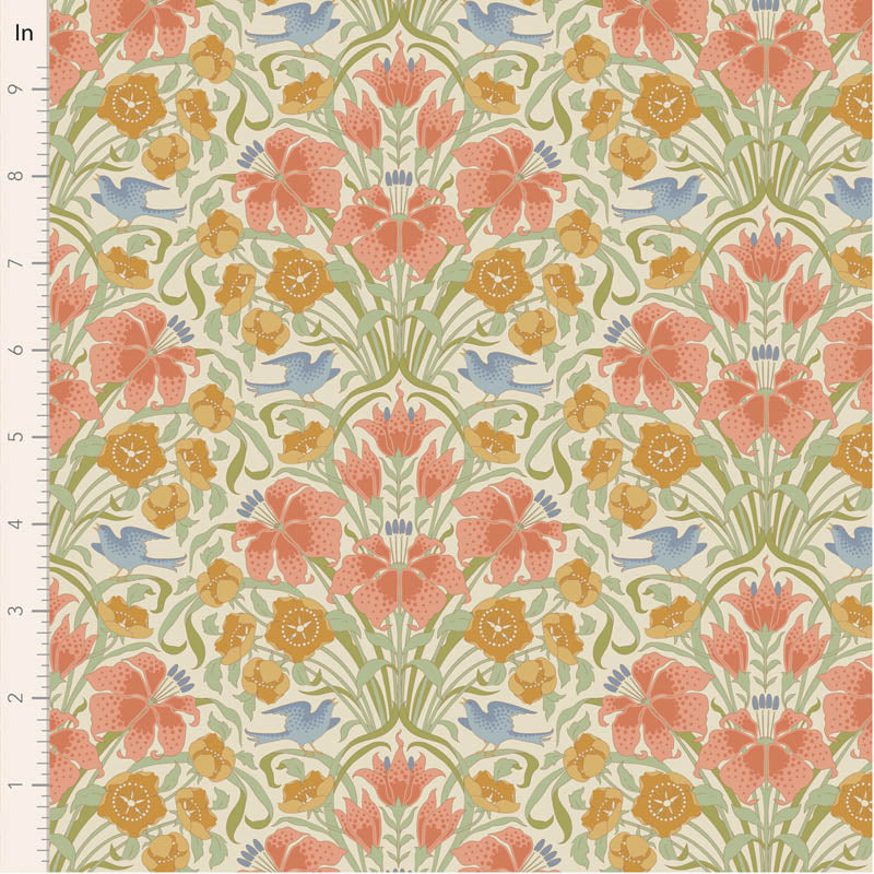 PREORDER! Fabric SONGBIRD CORAL from SONGBIRD Collection by TILDA, TIL100645