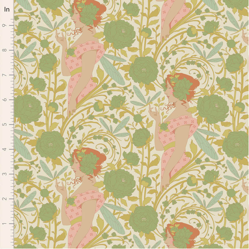 PREORDER! Fabric AUBERY GREEN from SONGBIRD Collection by TILDA, TIL100646
