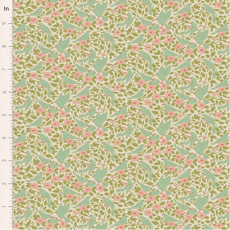 PREORDER! Fabric AVA GREEN from SONGBIRD Collection by TILDA, TIL100650