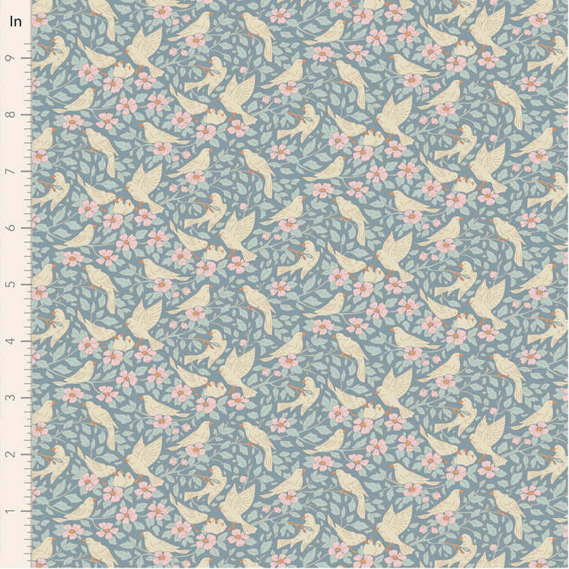 PREORDER! Fabric AVA BLUE from SONGBIRD Collection by TILDA, TIL100651