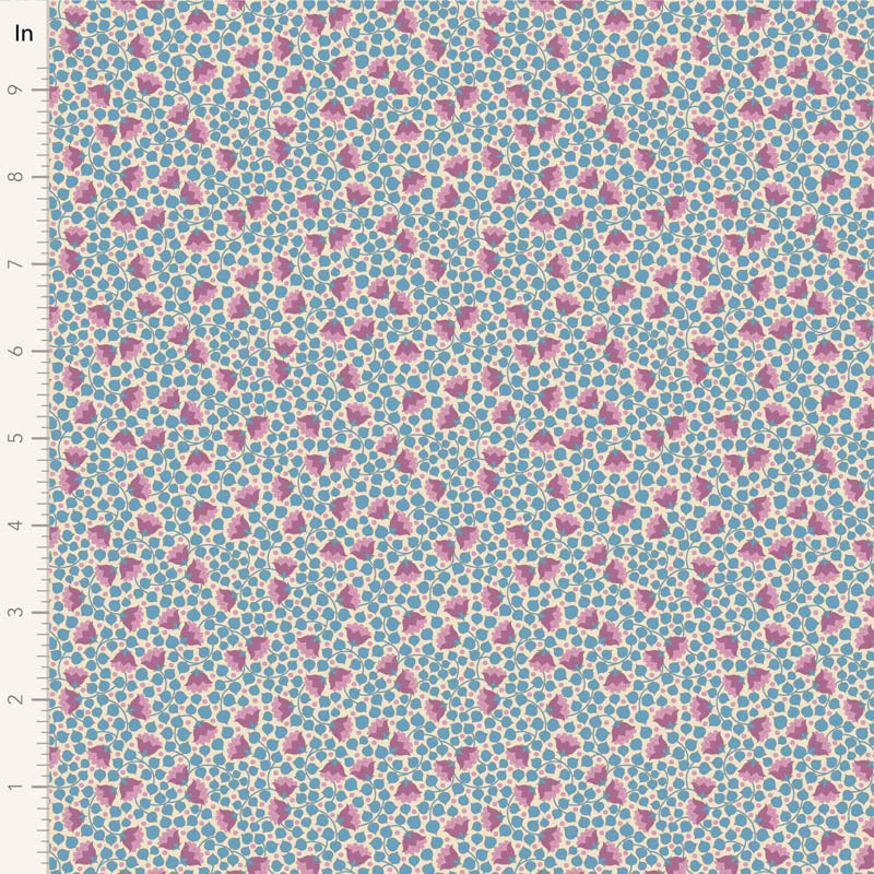 Fabric WALLFLOWER BLENDERS, BELLFLOWER BLUE by TILDA, TIL110132