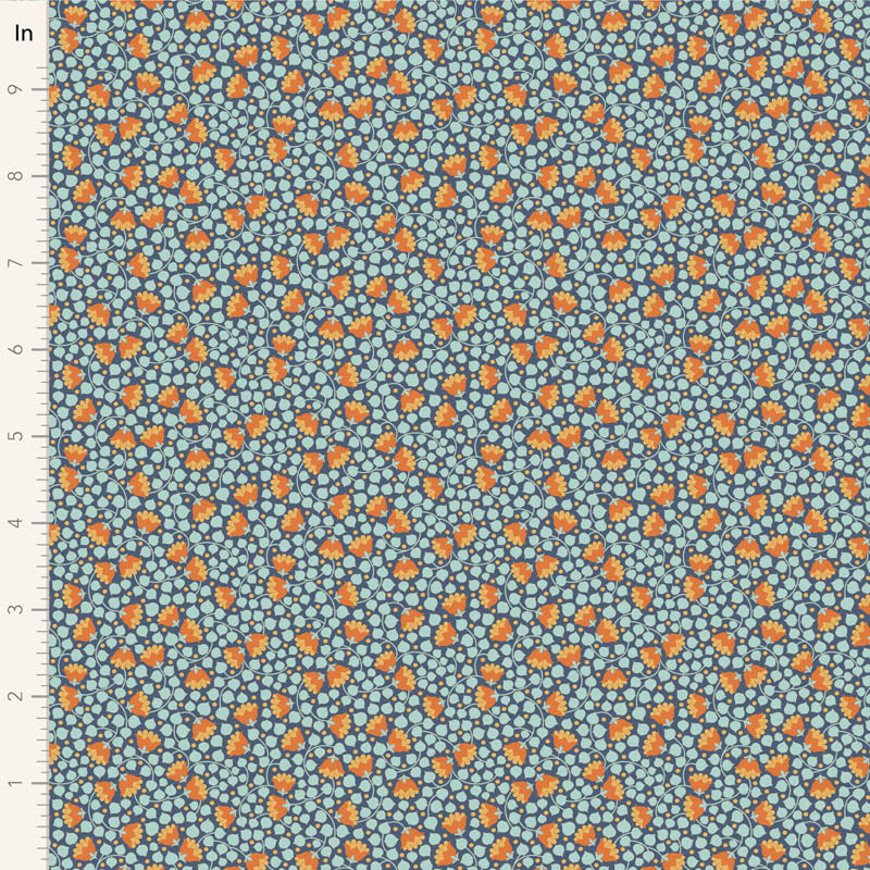 Fabric WALLFLOWER BLENDERS, BELLFLOWER PRUSSIAN by TILDA, TIL110133