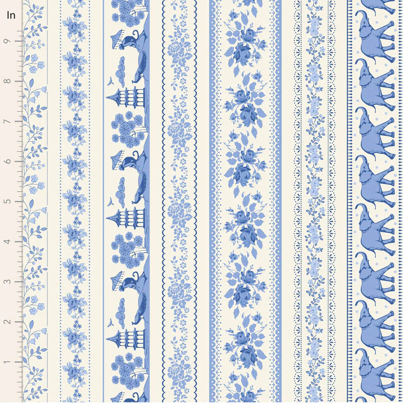 Fabric BORDERS BLUE, A BLENDER for SOMETHING BLUE Collection by TILDA, TIL110170