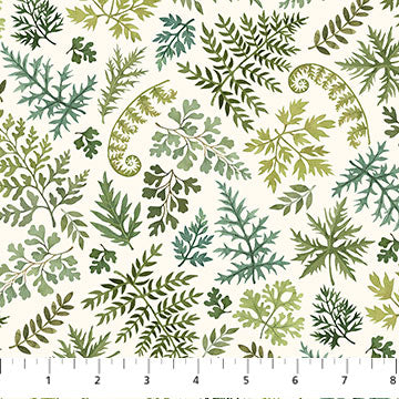 Fabric SMALL FERNS CREAM DP27513-11 from WILD HARVEST Collection by Deborah Edwards for Northcott Fabrics