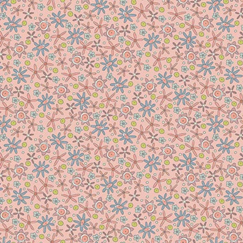 Henry Glass Fabric FLOWER FIELD 3323-22 PINK, from Simply Be Collection by Anni Downs