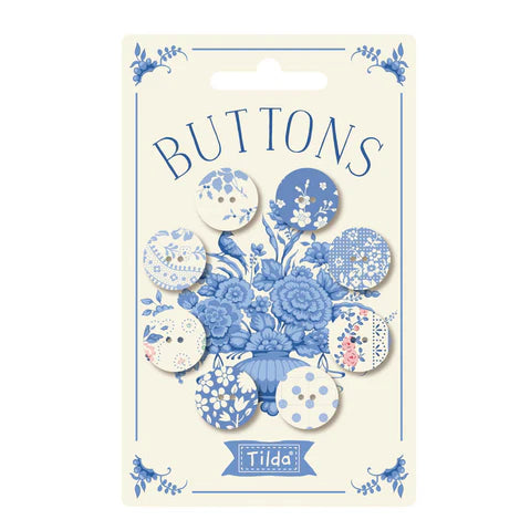 Fabric Covered Buttons, SOMETHING BLUE BUTTONS LIGHT, 8 PIECES from Tilda, TIL400076