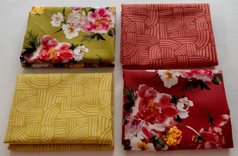 Fabric bundle of 4 Fat 1/4s from Wildflower Collection by Kelly Ventura for Windham Fabrics