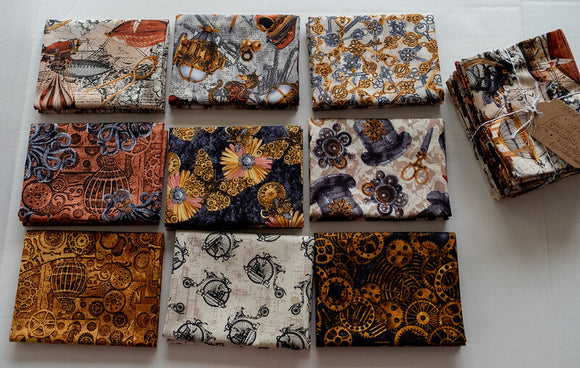 Fabric bundle of 9 Fat 1/4s from the Alternative Age Collection by Urban Essence for Blank Corporation