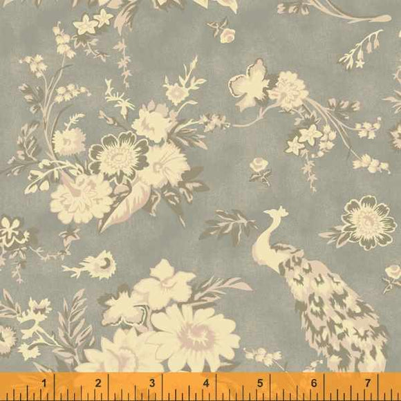 Quilting Fabric DREAMERS GARDERN from Traveler Collection by Jeanne Horton. 52912-2 Heathered Gray