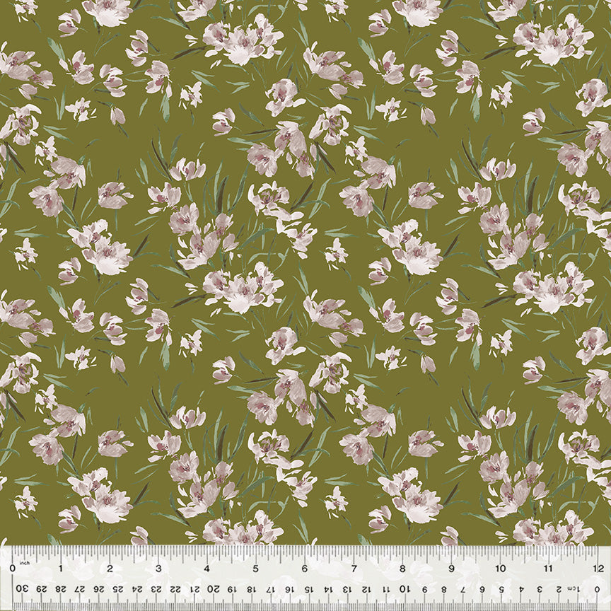 Cotton Fabric, PEONY TULIP FROND, 53787D-12, Perennial Collection by Kelly Ventura for Windham Fabrics