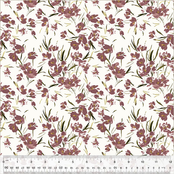 Cotton Fabric, PEONY TULIP IVORY, 53787D-2, Perennial Collection by Kelly Ventura for Windham Fabrics