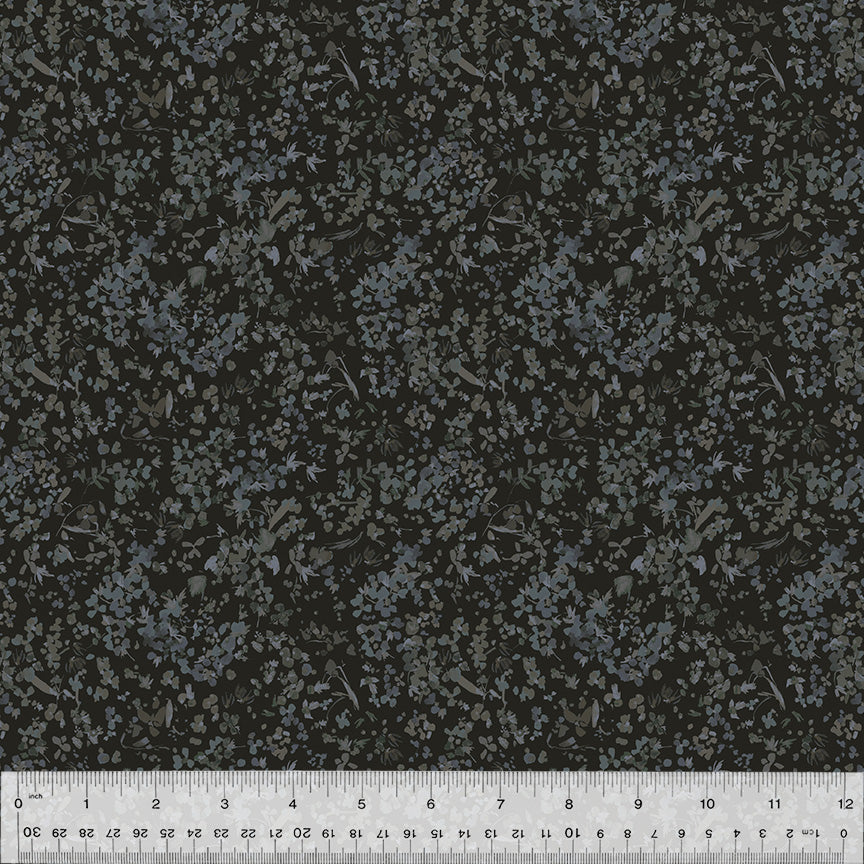 Cotton Fabric, WILDFLOWER, BLACK DIRT, 53808-18, FLORET Collection by Kelly Ventura for Windham Fabrics