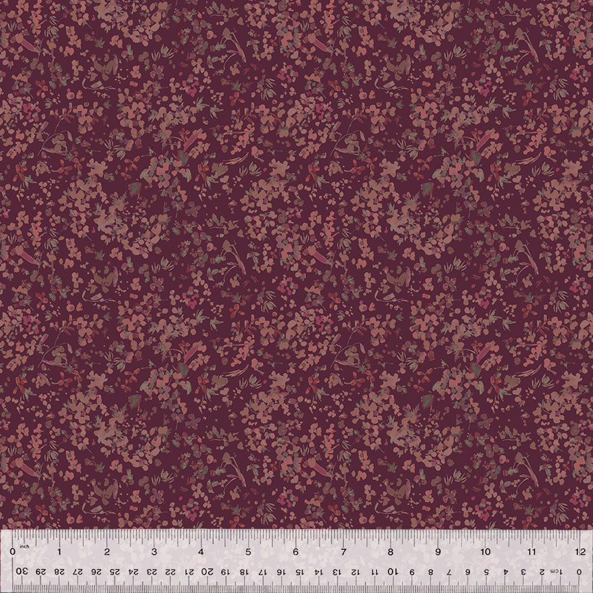 Cotton Fabric, WILDFLOWER, AMARANTH, 53808-4, FLORET Collection by Kelly Ventura for Windham Fabrics