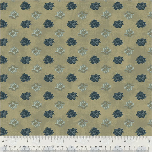 Fabric ROSE HEAD TAUPE from GARDEN TALE Collection by Jeanne Horton 53821-6
