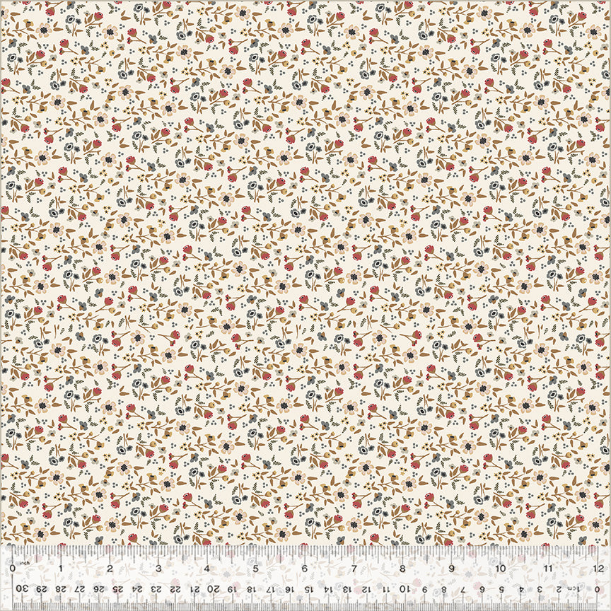 Petite Jeanne Collection, WILD FLOWERS IVORY Quilting Fabric from L'Atelier Perdu for Windham Fabrics, 53943-1