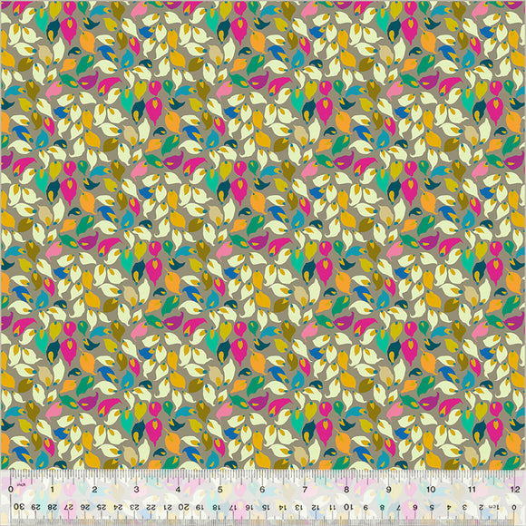 Cotton Fabric SUMMER LEAVES MUSHROOM from BOTANICA Collection, Windham Fabrics, 54017-2