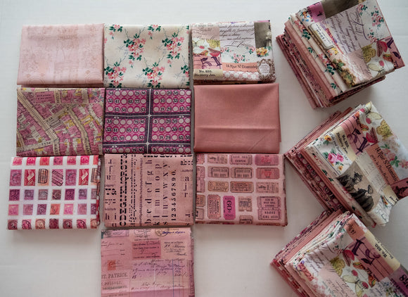 Cotton Fabric, 10 Fat Quarter Bundle, Palette Pink Collection by Tim Holtz for Free Spirit Fabrics