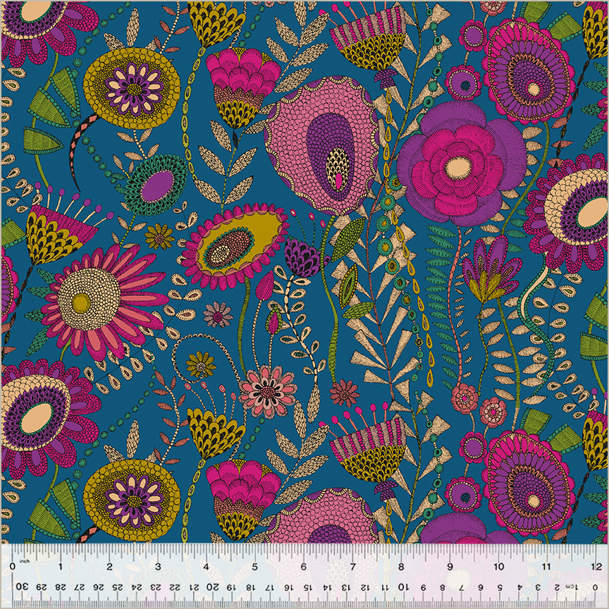 Cotton Fabric 54300D-2 WINDSWEPT Royal from Twilight Collection by Sally Kelly for Windham Fabrics