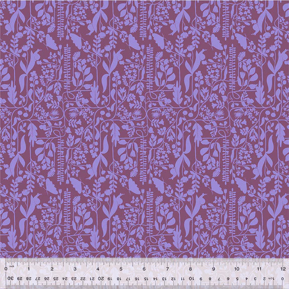 Cotton Fabric MEANDER 54657-17 Plum, Insectarium Collection by Tamara Kate for Windham
