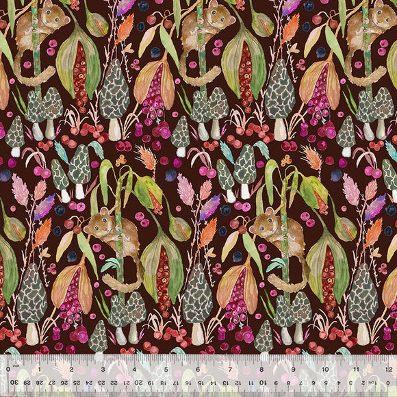 Cotton Fabric, Little Dormouse 54770D-2 Berry, FOREST FRUITS Collection from Betsy Olmsted for Windham