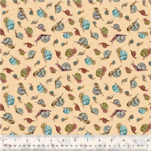 Cotton Fabric Snails 54773D-7 Beige, FOREST FRUITS Collection from Betsy Olmsted for Windham