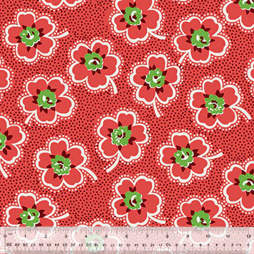 Cotton Fabric DITSY DOTTED FLORAL 54792-1 Red, MERRY-GO-ROUND Collection from Whistler Studios for Windham