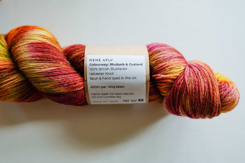 RIVERKNITS Yarn NENE 4-PLY, RHUBARB AND CUSTARD, Bluefaced Leicester Wool