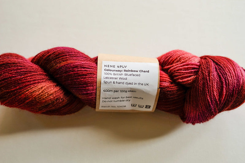 RIVERKNITS Yarn NENE 4-PLY, RAINBOW CHARD, Bluefaced Leicester Wool