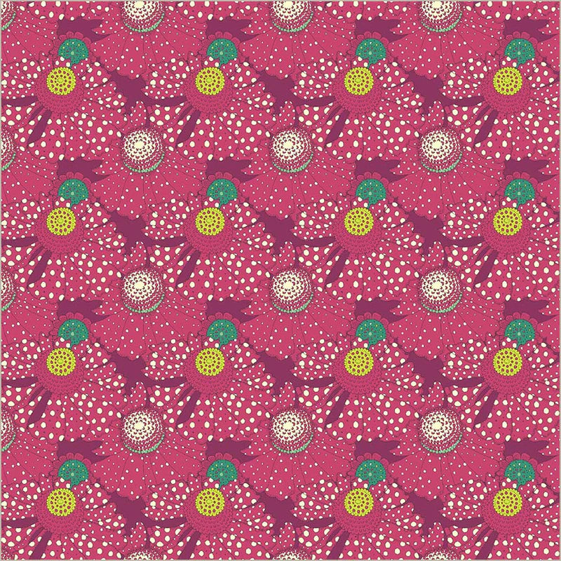 Cotton Fabric POLKA FLOWER 54975D-3 Plum from SUNSHINE Collection by Sally Kelly for Windham