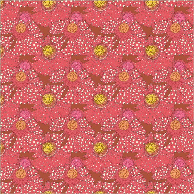 Cotton Fabric POLKA FLOWER 54975D-4 Crimson from SUNSHINE Collection by Sally Kelly for Windham