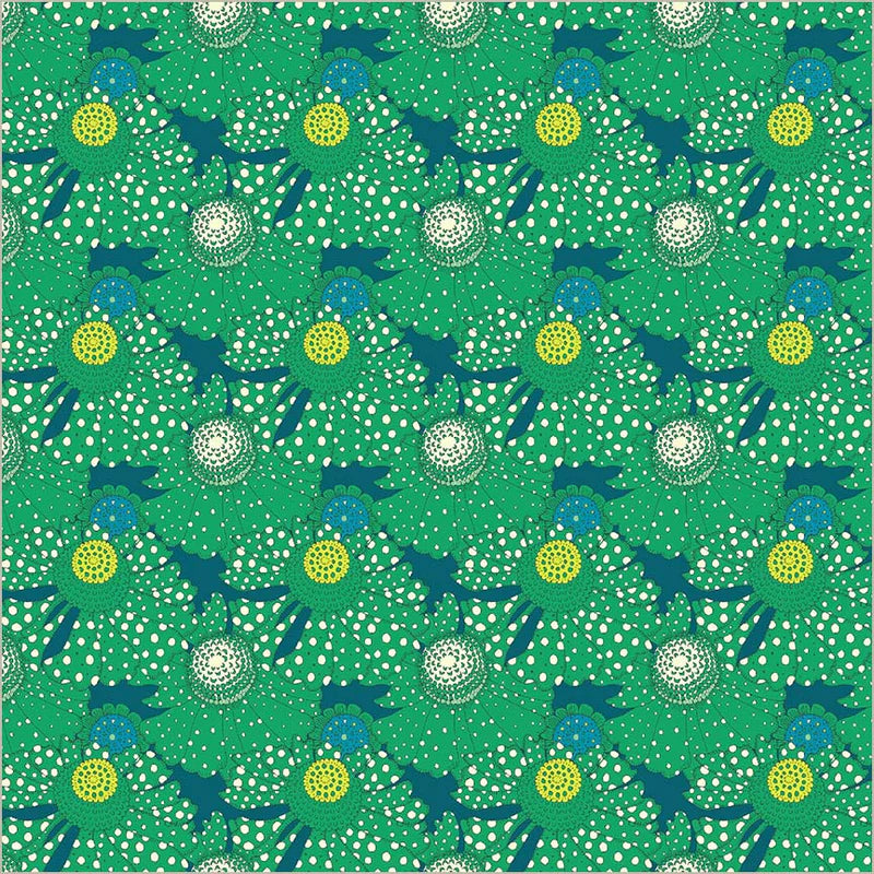 Cotton Fabric POLKA FLOWER 54975D-5 Chlorophyll from SUNSHINE Collection by Sally Kelly for Windham