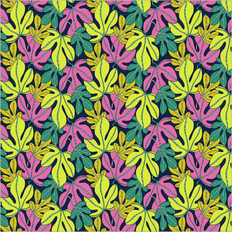 Cotton Fabric MONSTERA 54976D-X Multi from SUNSHINE Collection by Sally Kelly for Windham