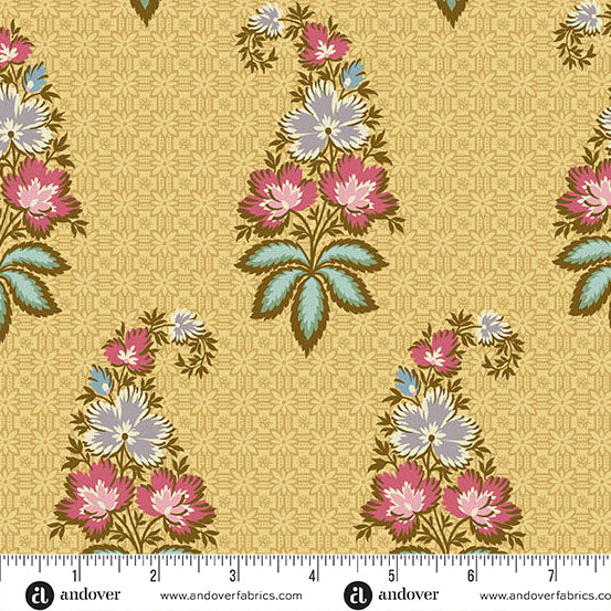 Fabric MICHELLE YELLOW, A-1537-Y from Holbrook Collection by MAX AND LOUISE for Andover